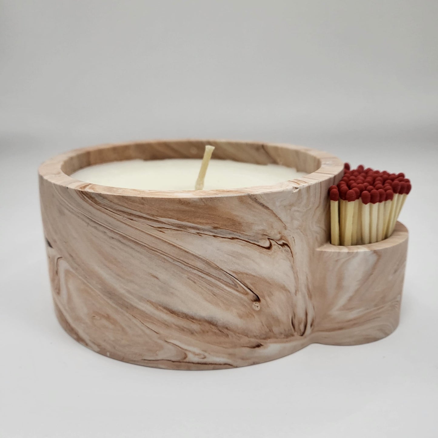 Jesmonite Candle with matches and strike