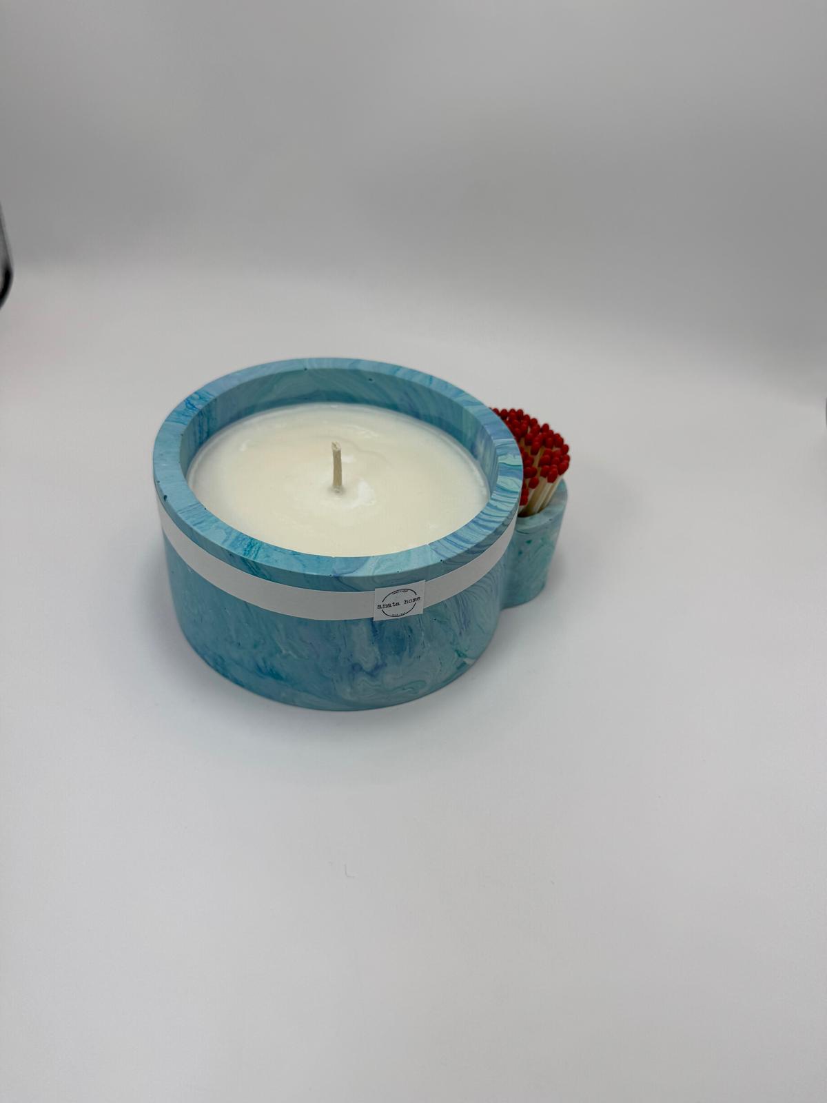 Jesmonite Candle with matches and strike