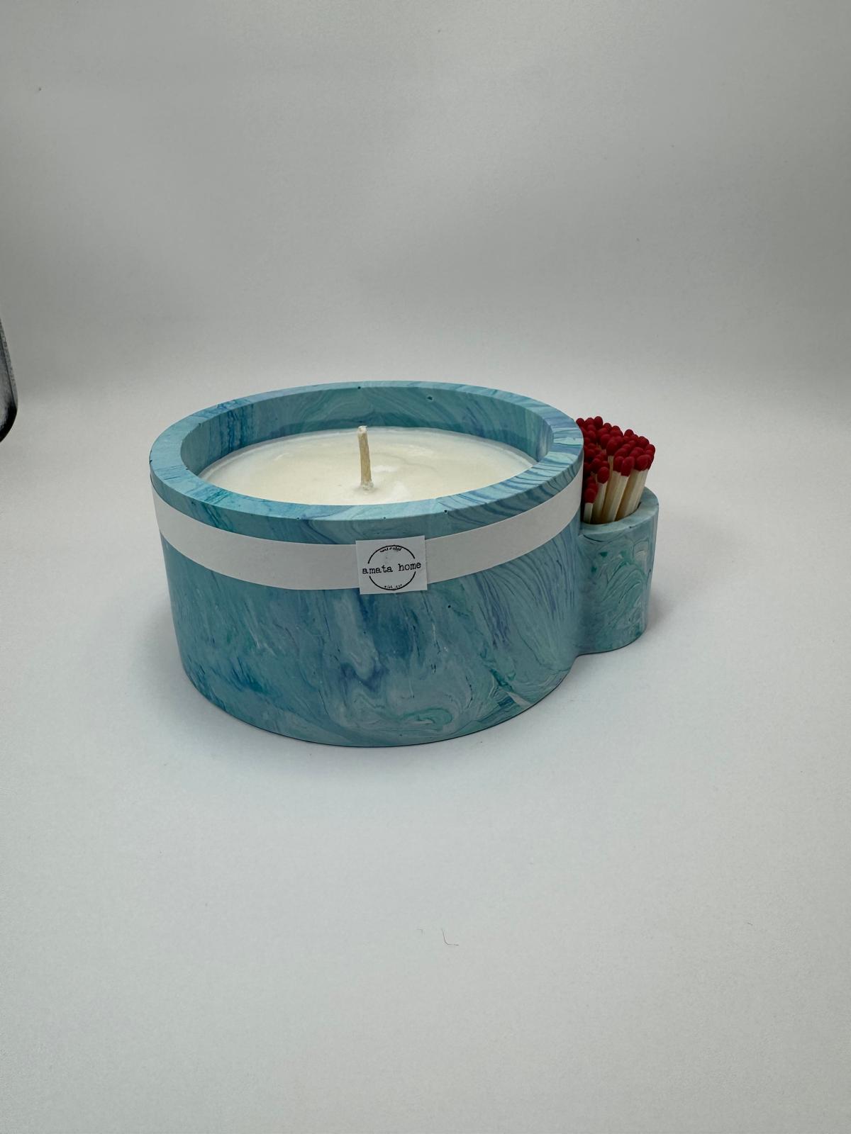 Jesmonite Candle with matches and strike